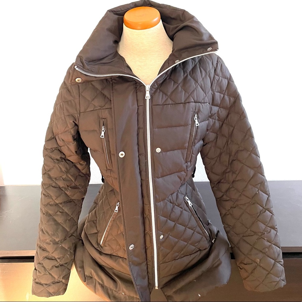 Moda international Brown Quilted Winter Coat Filled With Down Size S